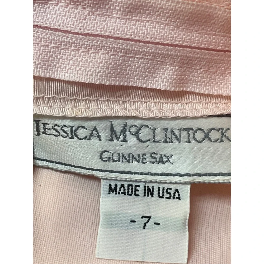 Vintage Jessica‎ McClintock Gunne Sax Pink Lace Satin Dress Size 7 Made in USA